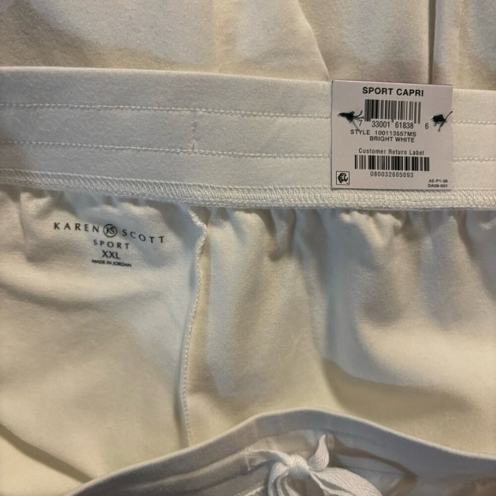 Karen Scott Knit Capri Pull on White Capri Jogger / Sweat Pants NWT - Picture 6 of 8